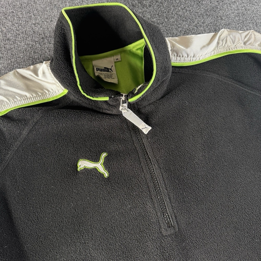 Puma M Big Logo 1/4 Zip Long Sleeve Vintage Pullover Sweater Retro